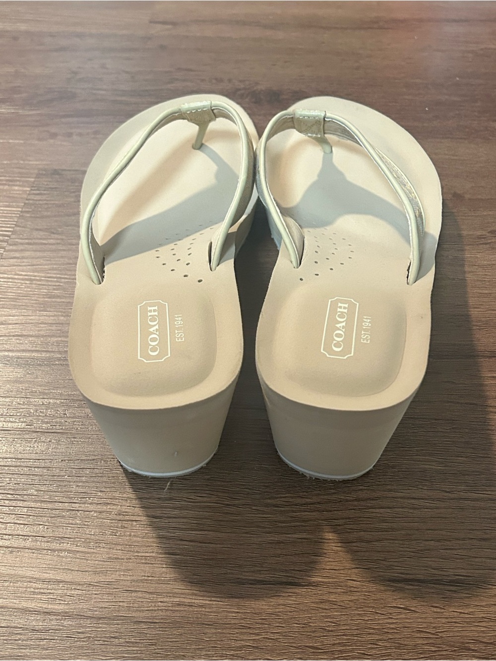 Coach Beige Signature Thong Sandals - Picture 5 of 9